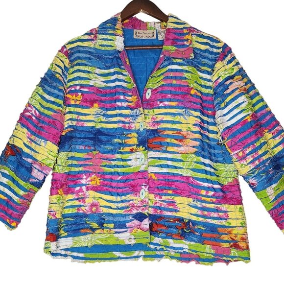 New Direction  Floral Patchwork Colorful Jacket XL‎ - Picture 2 of 7
